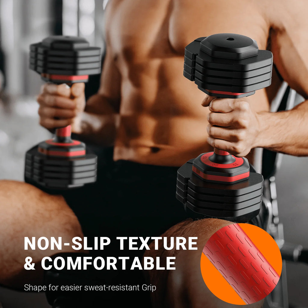 50lb Adjustable Dumbbells Set of 2 with Rack D89348
