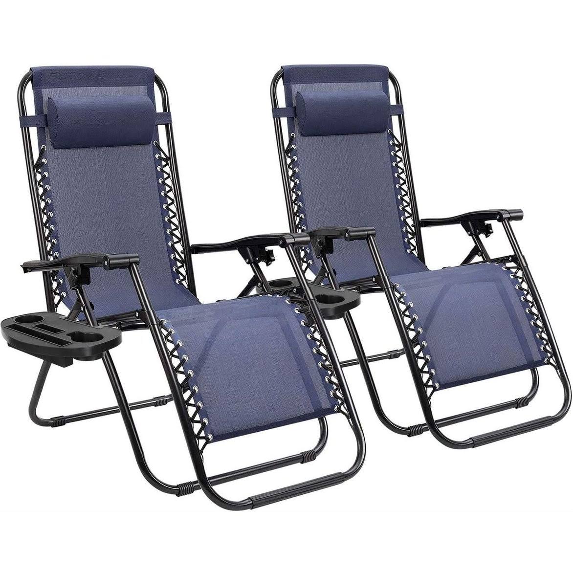 Set of 2 Black Zero Gravity Folding Lounge Chairs B7314