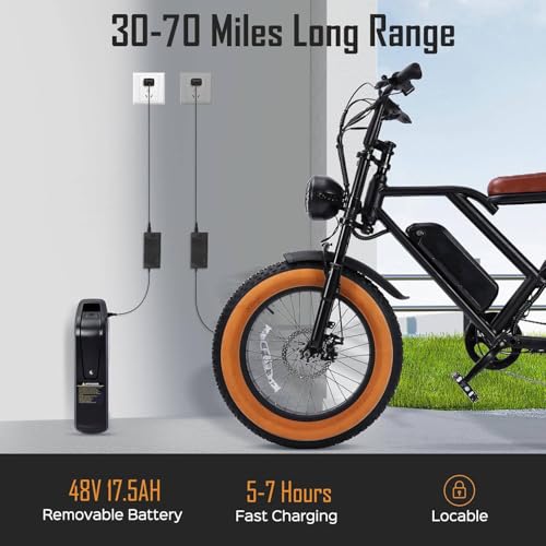 1000W 20" Fat Tire 48V 17.5AH Removable Battery Electric Bike D412524