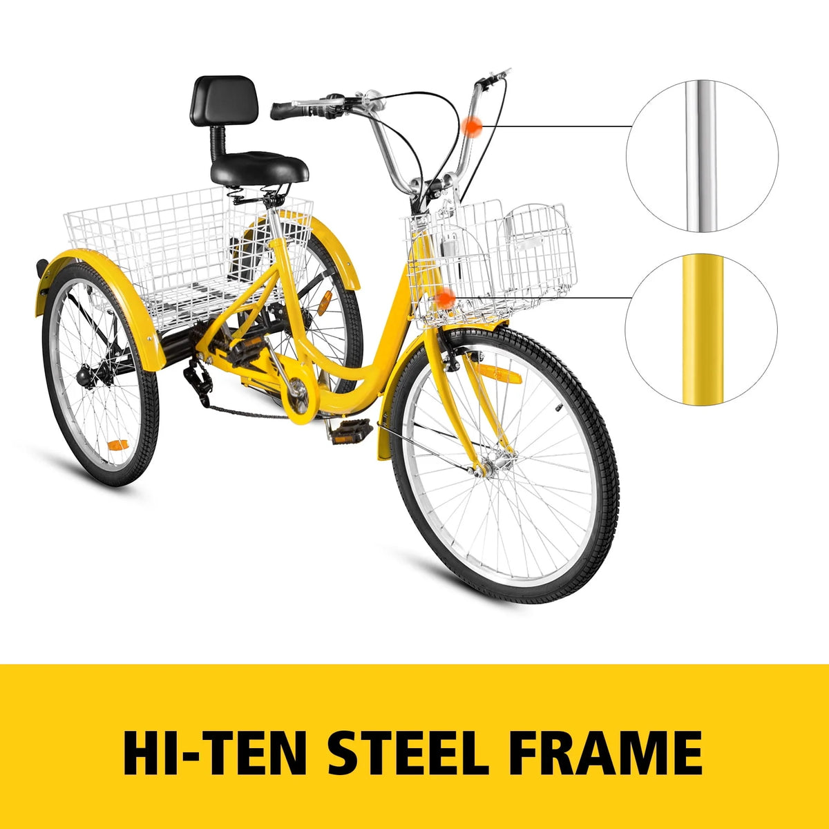 24 Adult Tricycle 7-Speed Three Wheel Bike with Basket Q136