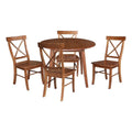 42" Round Solid Wood Dual Drop Leaf Table with 4 Chairs W814