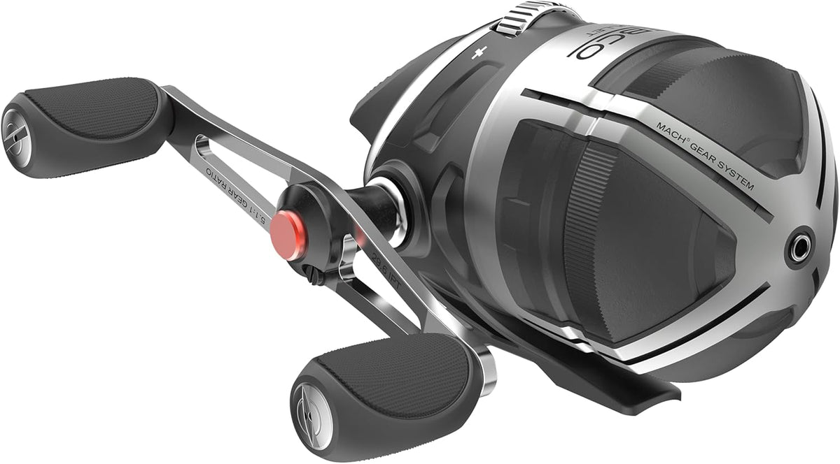 Black Spincast Fishing Reel, Size 20, 5.8:1 Gear Ratio, All-Metal Construction, Pre-spooled with 6 lb Fishing Line U35247