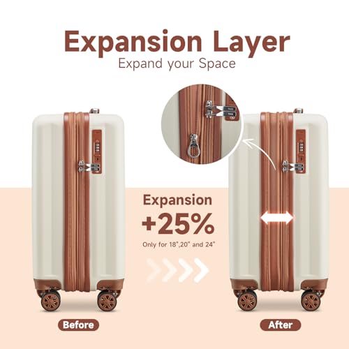 4 Piece Hardside Expandable Luggage Set with Spinner Wheels TSA Lock I69784