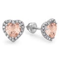 18K White Gold Morganite & Diamond Halo Stud Earrings P95047