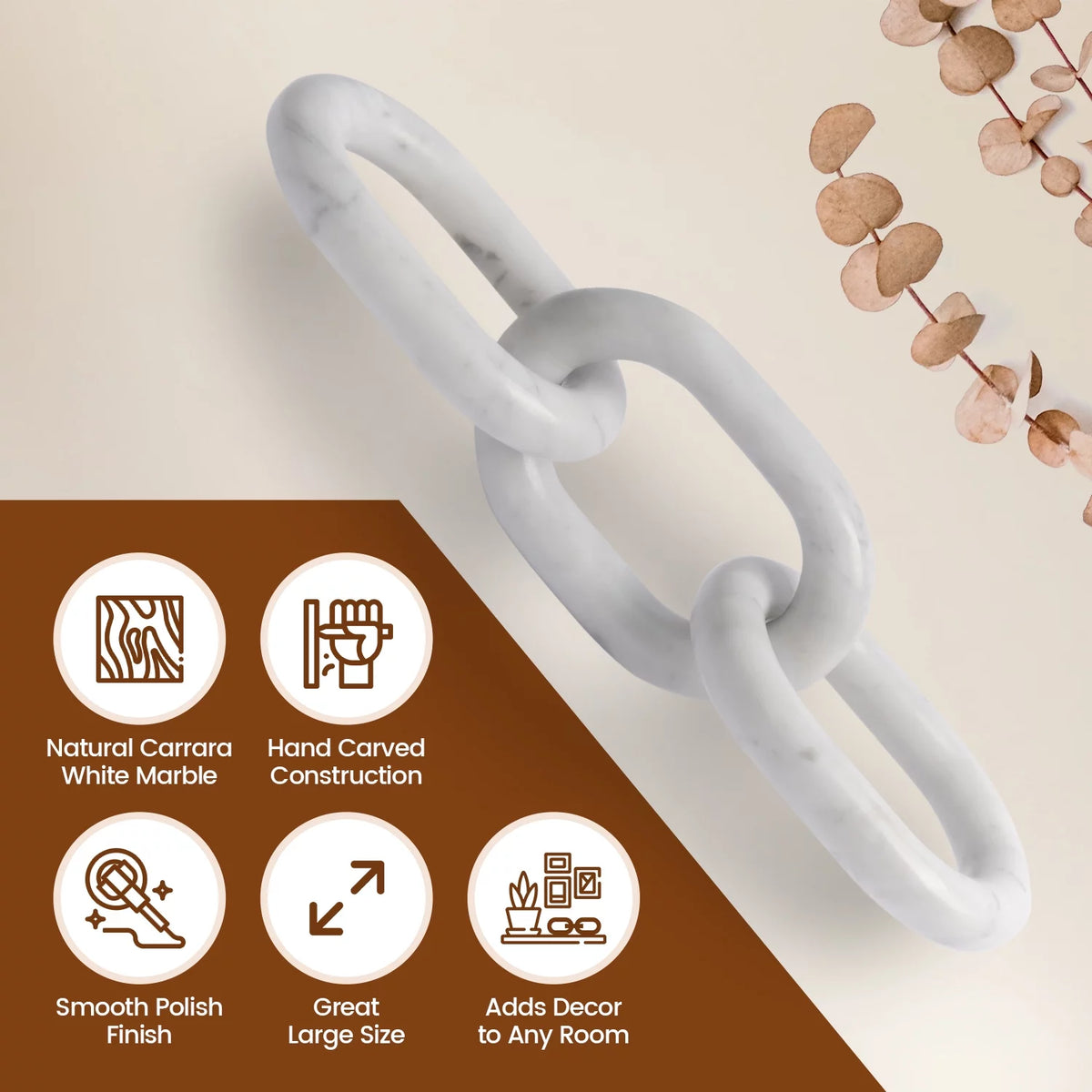 White Marble Chain Link Decor 13.5" Length G459416
