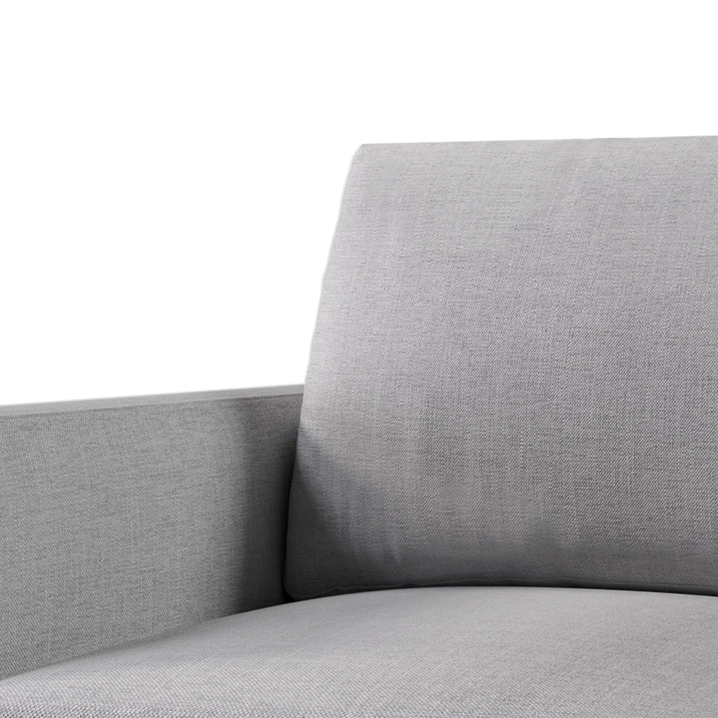 Light Gray Linen Armchair with Wooden Legs G76024