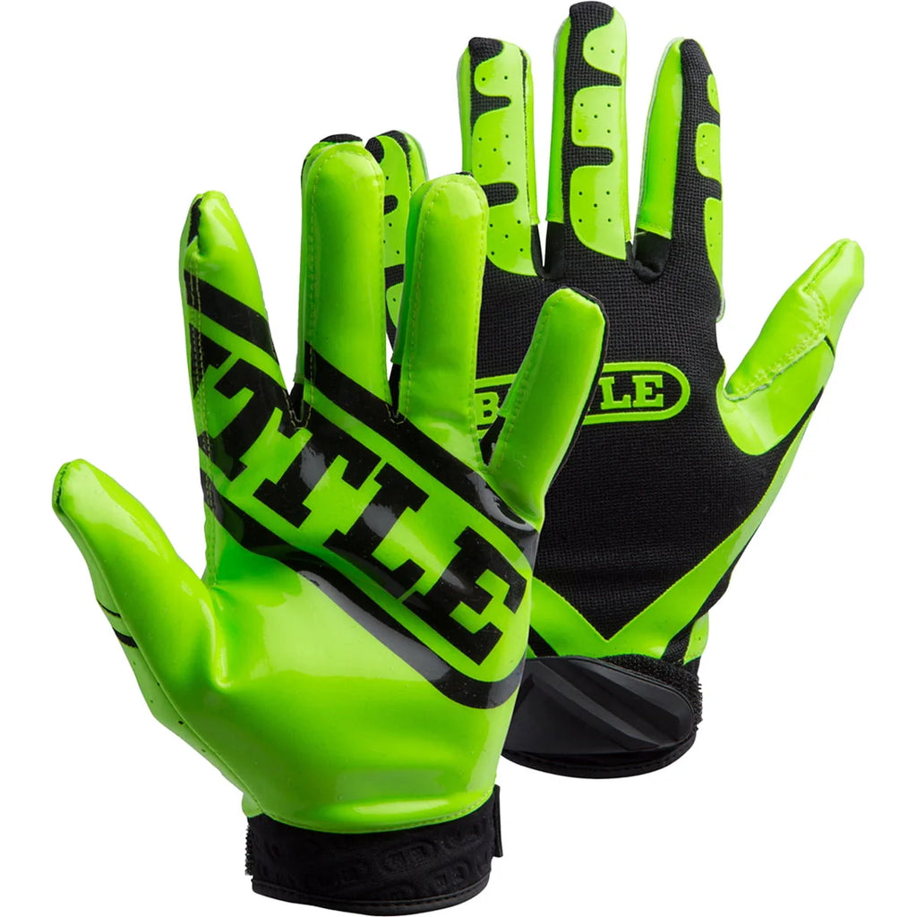Large Neon Green/Black Football Gloves N23306