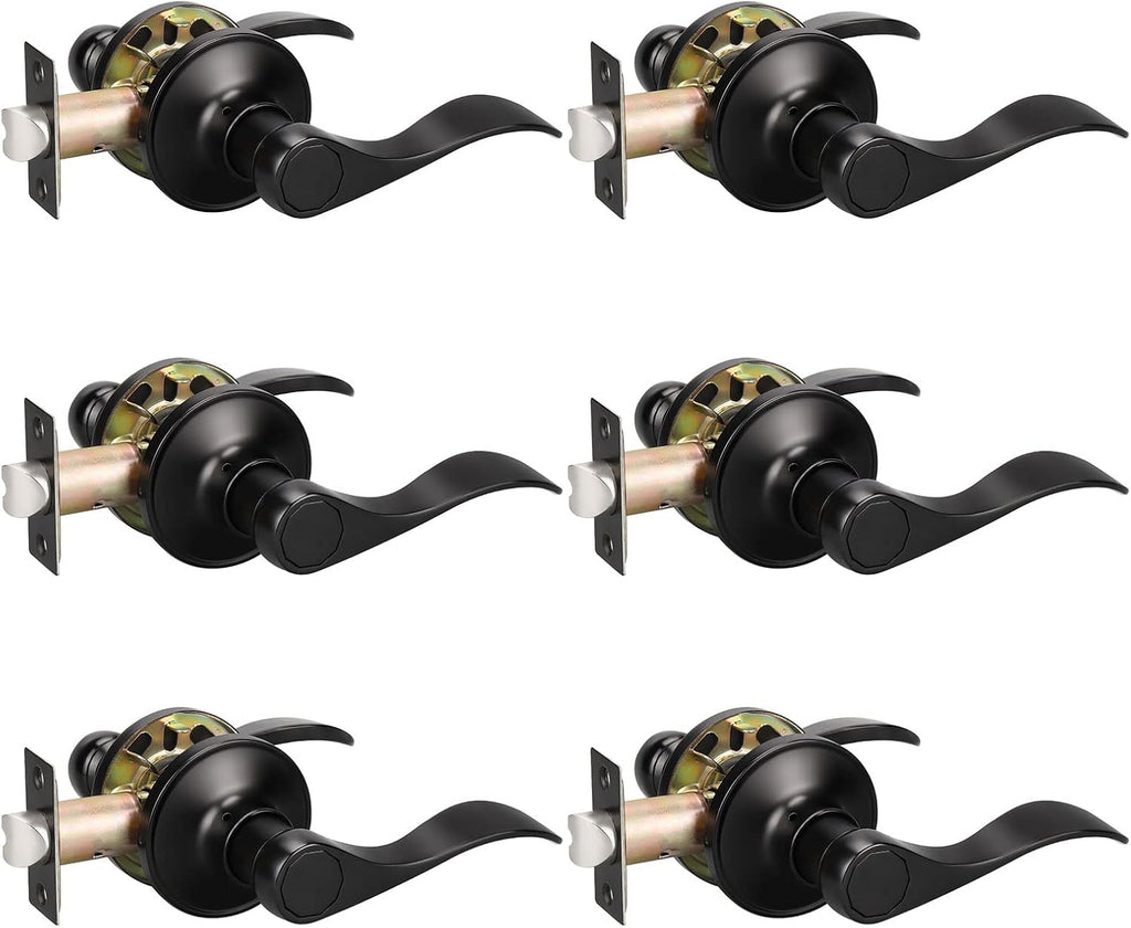 3 Pack Matte Black Passage Door Lever Handle Set M653143