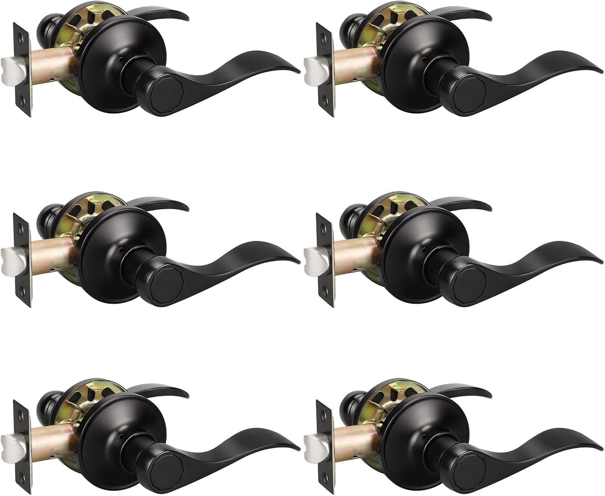 3 Pack Matte Black Passage Door Lever Handle Set M653143