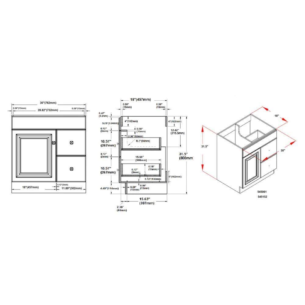 White Unassembled Vanity Cabinet R742486