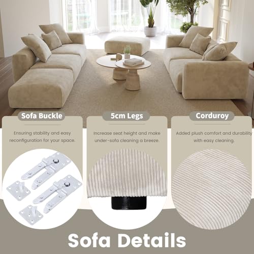 Oversized Corduroy 3 Seater Sectional Sofa B356179