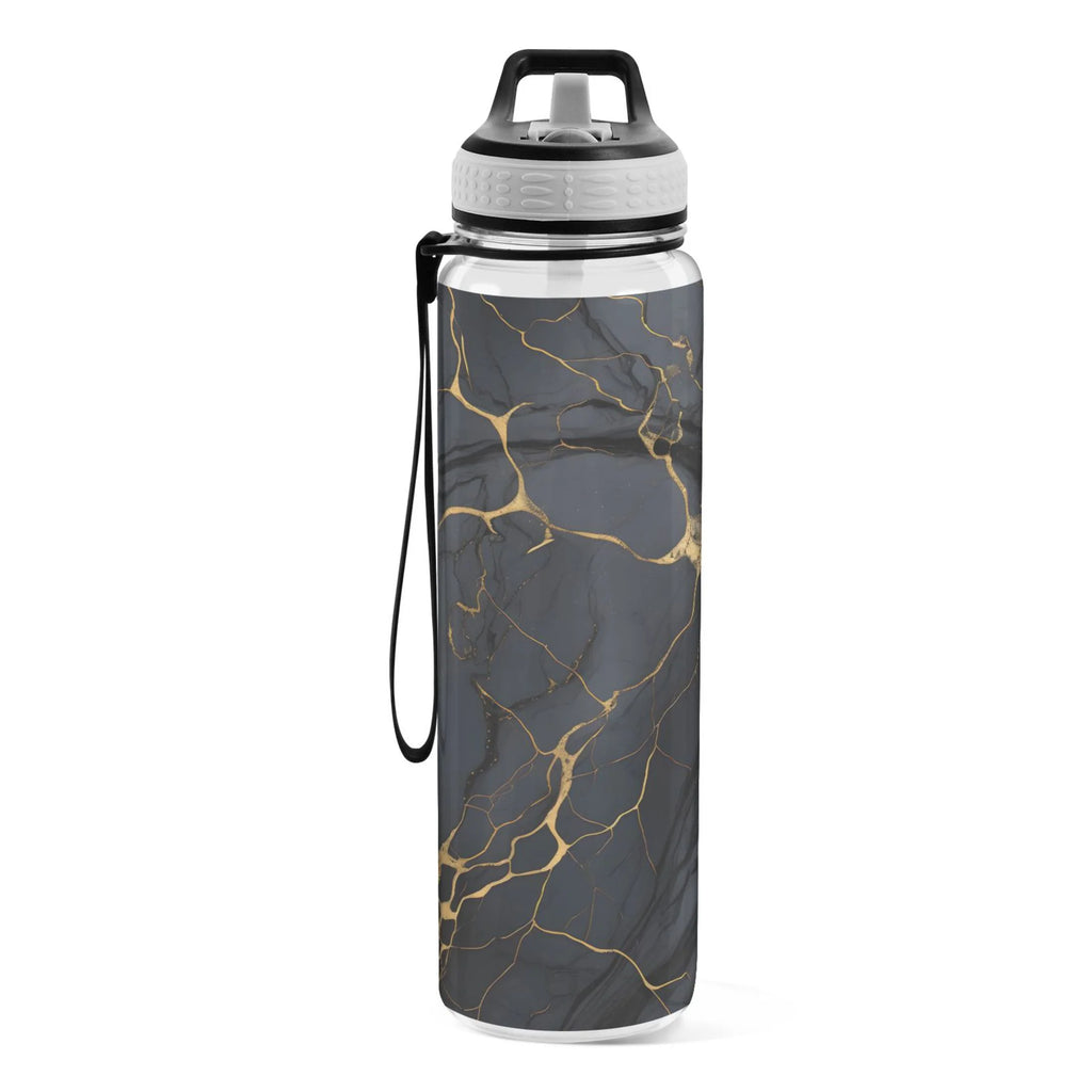 Black and Golden Marble 32oz Tritan Water Bottles with Straw Z965