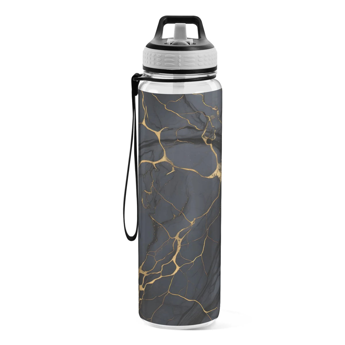 Black and Golden Marble 32oz Tritan Water Bottles with Straw Z965