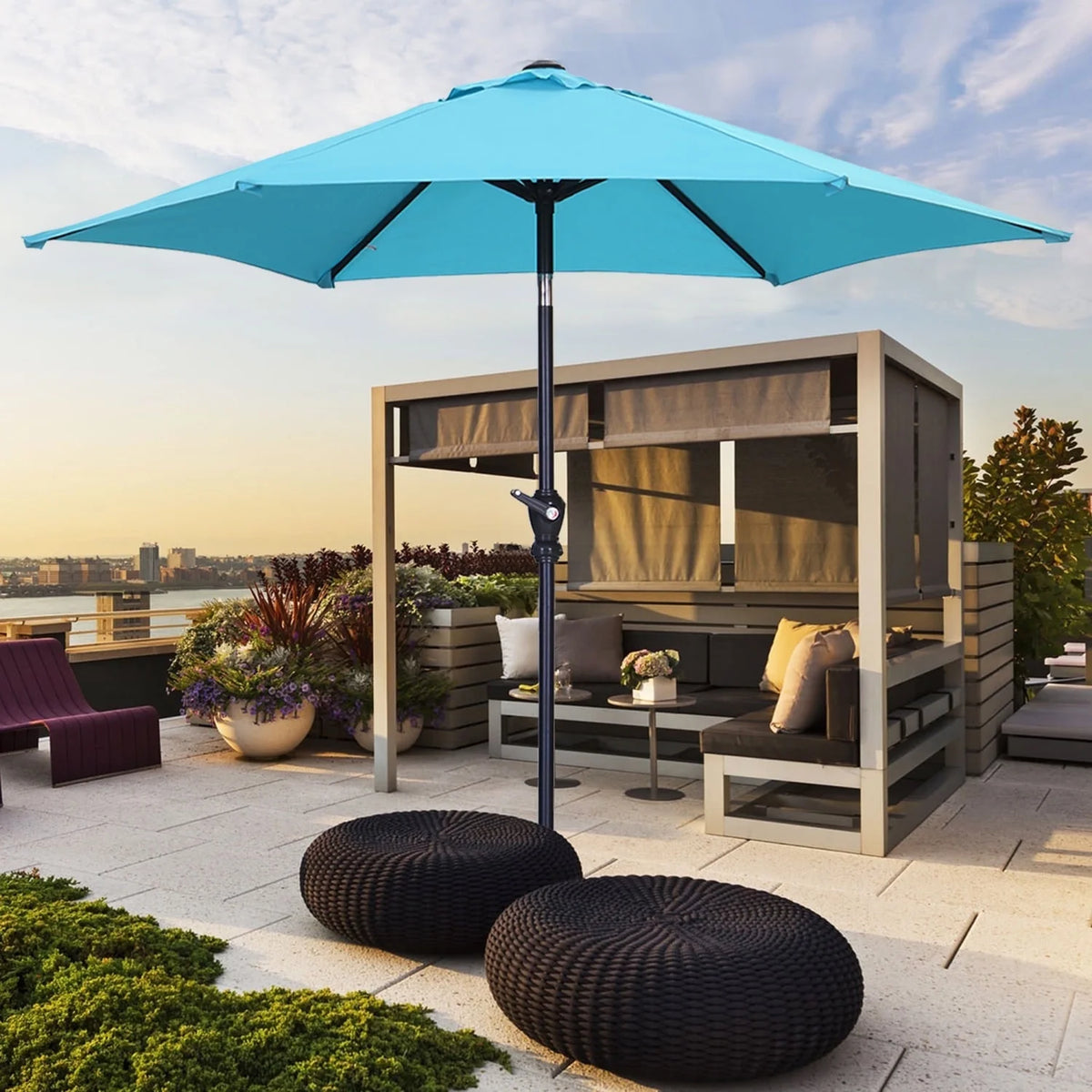 9ft Outdoor Patio Table Umbrella with Tilt Crank Blue W5744