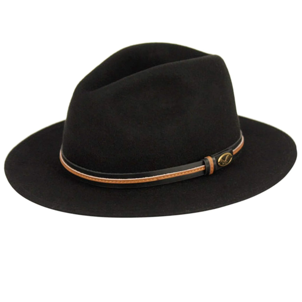 Wool Felt Outback Fedora with Faux Leather Band O92712