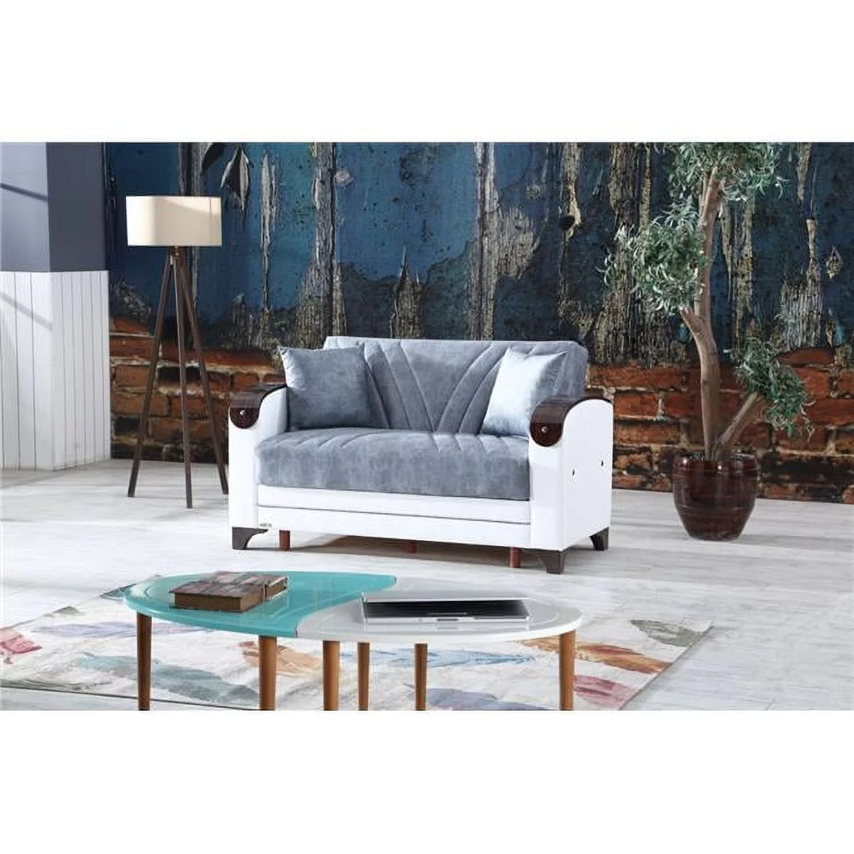 Grey Convertible Loveseat Sleeper V565