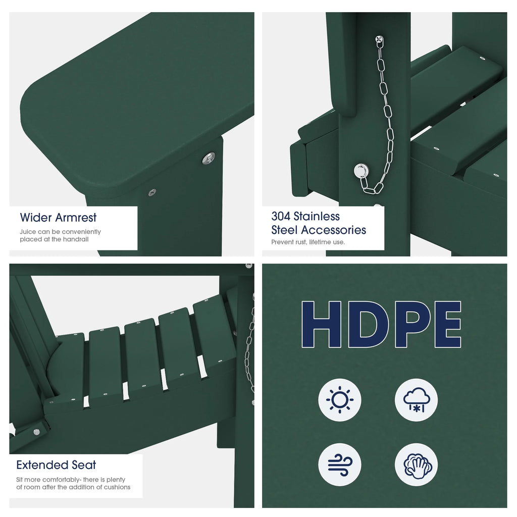 Folding Plastic HDPE Patio Adirondack Chair A4822