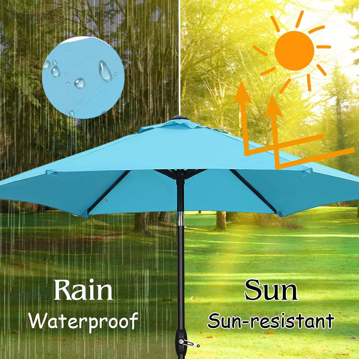 9ft Outdoor Patio Table Umbrella with Tilt Crank Blue W5744