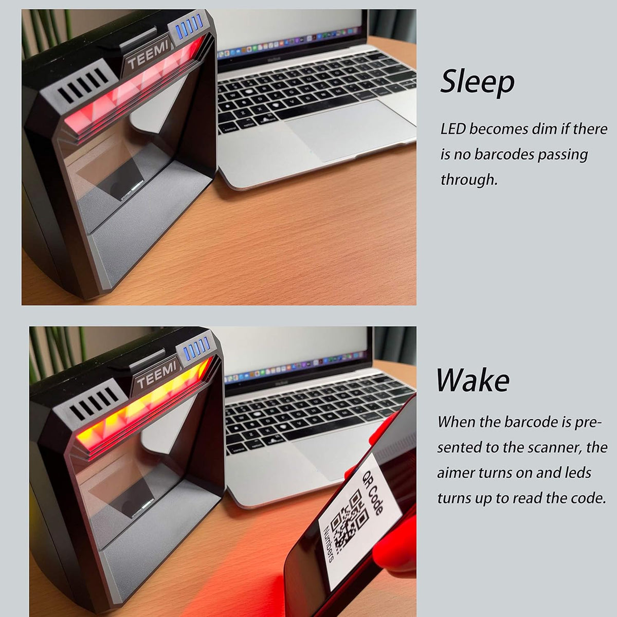 USB Wired Barcode Scanner with Large Scanning Window Q6245