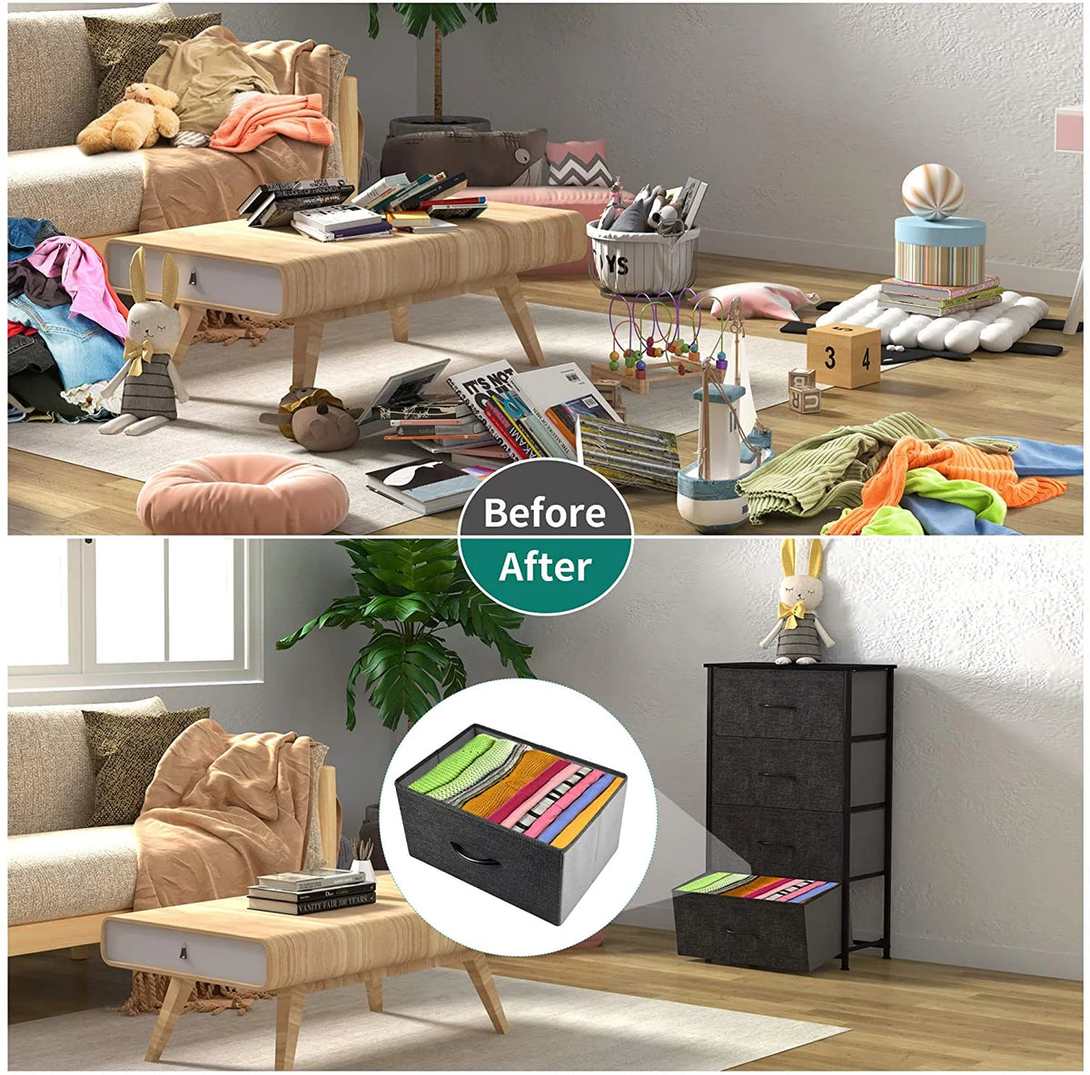4 Drawers Black Grey Dresser T126845