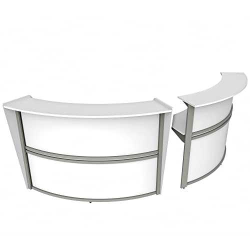 Curved Modern Office Desk, 124" x 49", Mocha X66502