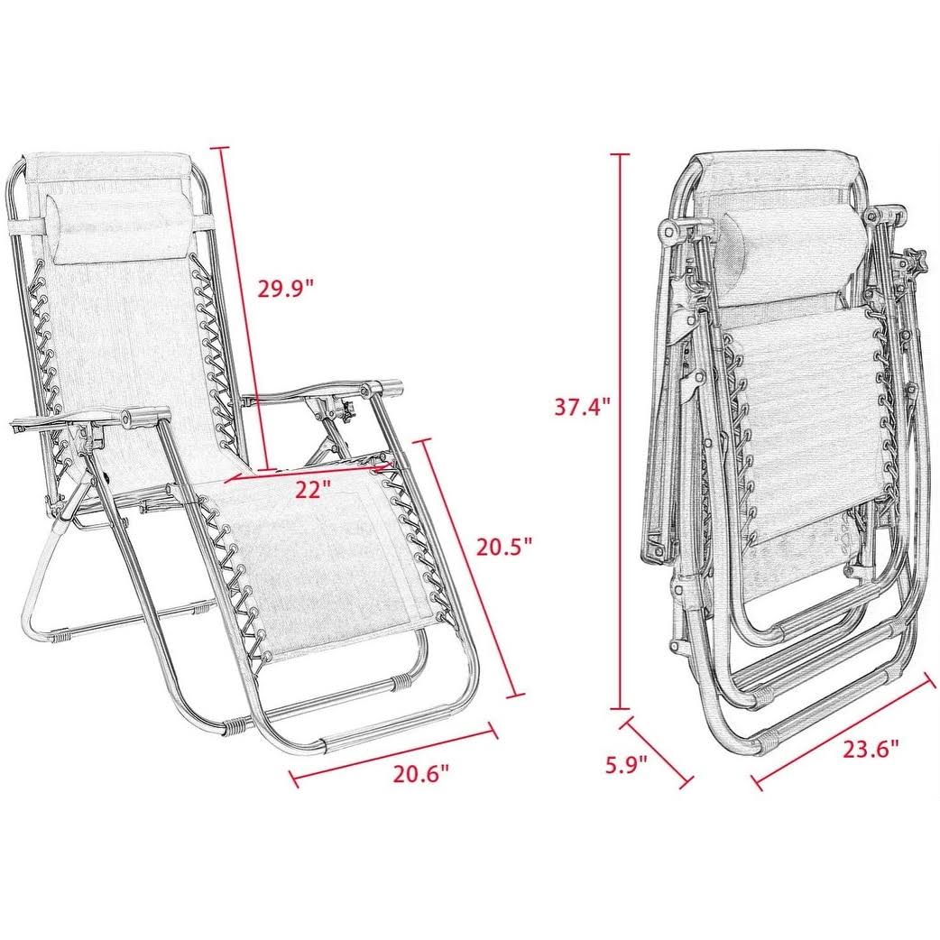 Set of 2 Black Zero Gravity Folding Lounge Chairs B7314