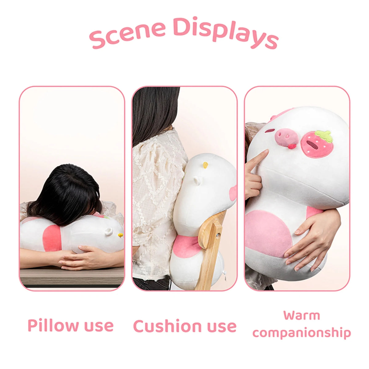 13.5" Mushroom Plushies Strawberry Cow Plush Pillow Z55023