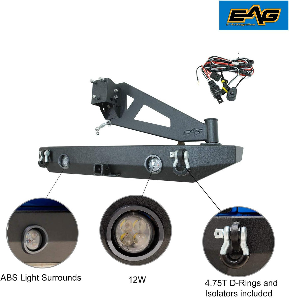 Compatible with JK Rear Bumper with Tire Carrier B230