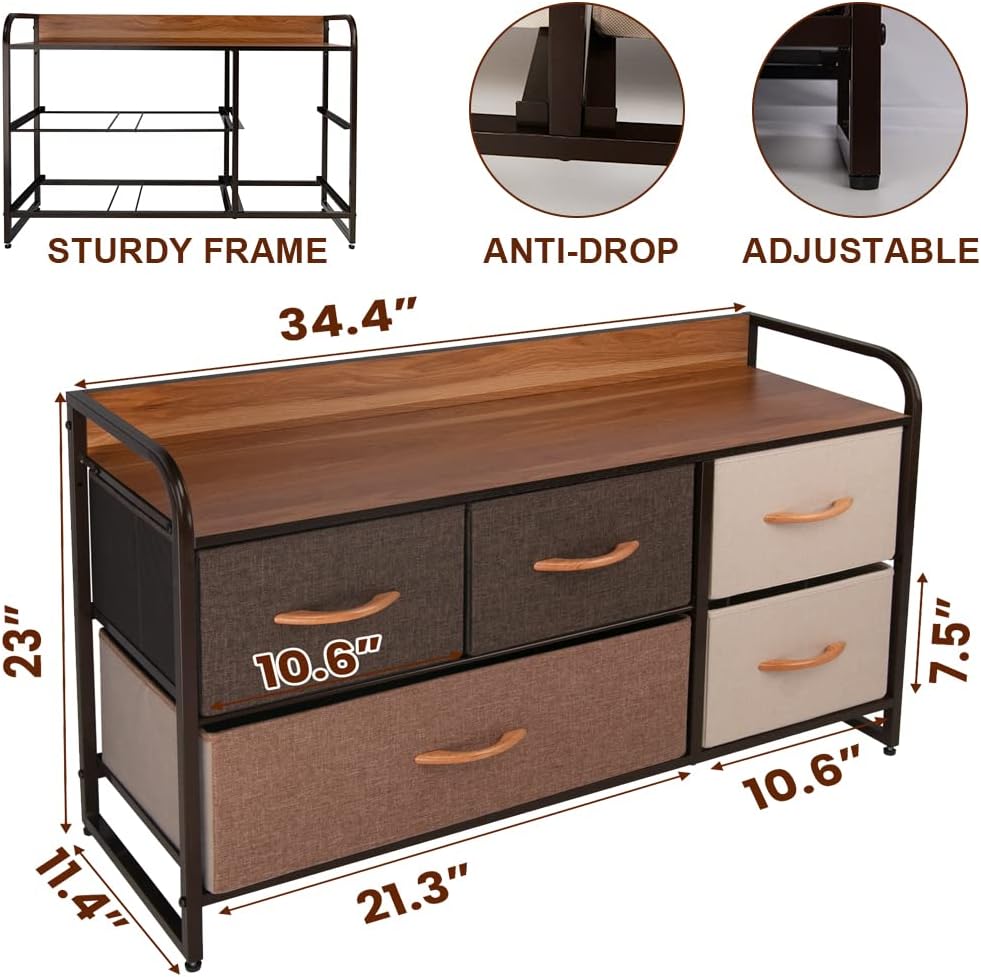 Large Storage Fabric Dresser with 5 Removable Drawers M597886