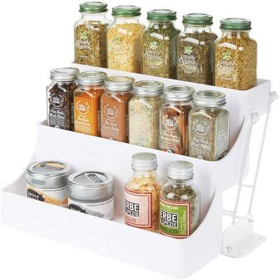 Plastic 3 Tier Pull Down Spice Rack Kitchen Storage Shelf Organizer O38671