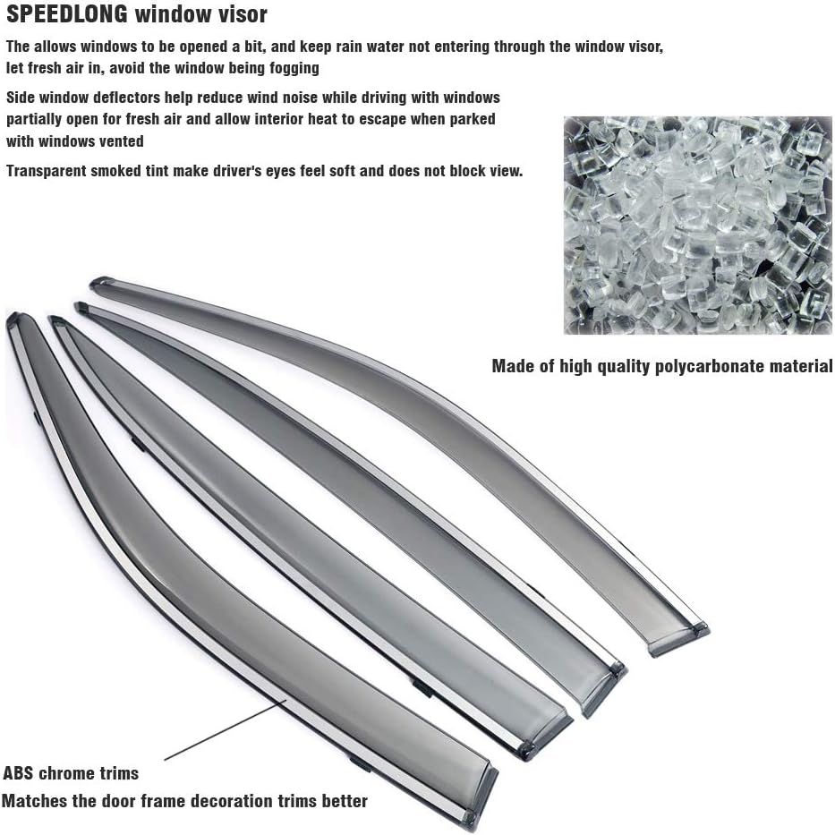 Car Window Visor Vent Shade Deflector Sun/Rain/Fog Guards Pack of 2 A223