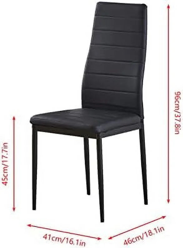 Black 5 Pieces Glass Dining Table and Chairs Set of 4 P37176