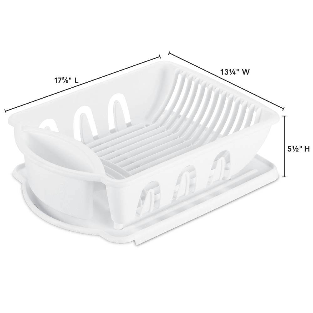 White Plastic 2 Piece Dish Drainer Set I5973