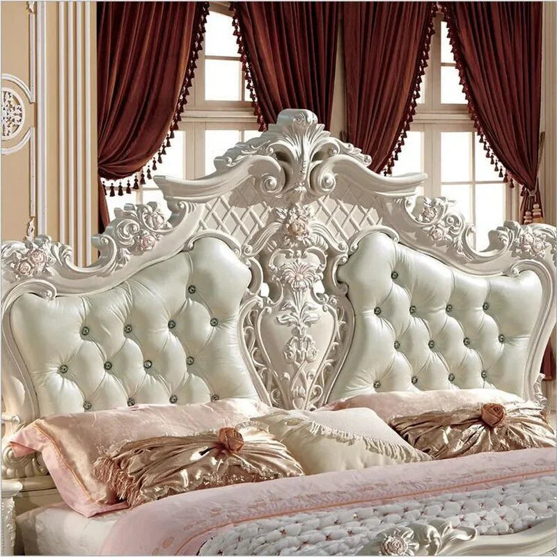 Solid Wood Leather Bed U48162