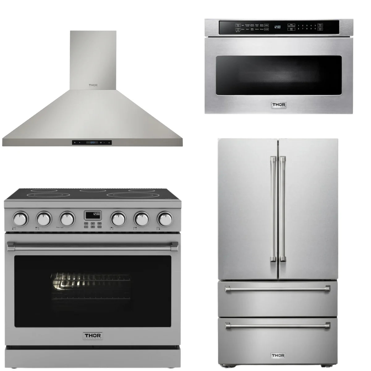 36 Electric Range, Range Hood, Refrigerator and Microwave G495578