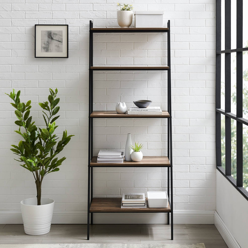 Dark Walnut Open Ladder Bookshelf S614
