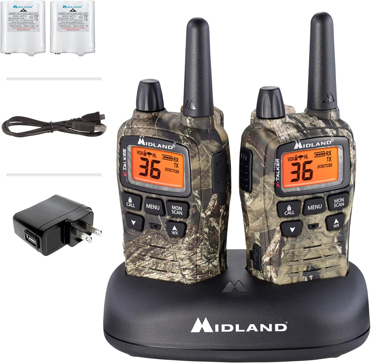 36 Channel FRS Two-Way Radio Walkie Talkie, Black/Silver, Pack of 2 R50941
