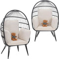 Oversized Wicker Egg Chairs Set of 2 with Cushions Q801186