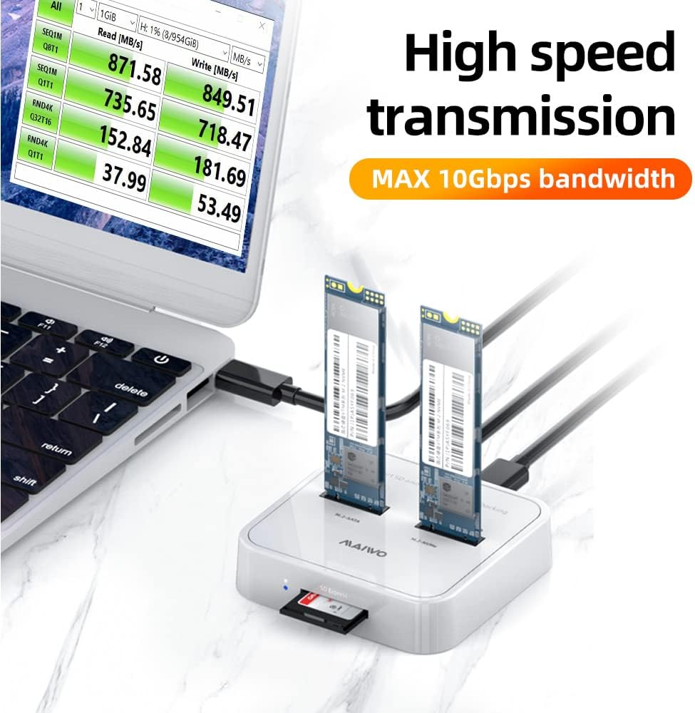 M.2 SATA/NVMe Docking Station, USB C 10Gbps Clone Duplicator, with SD Express Card Base V66336