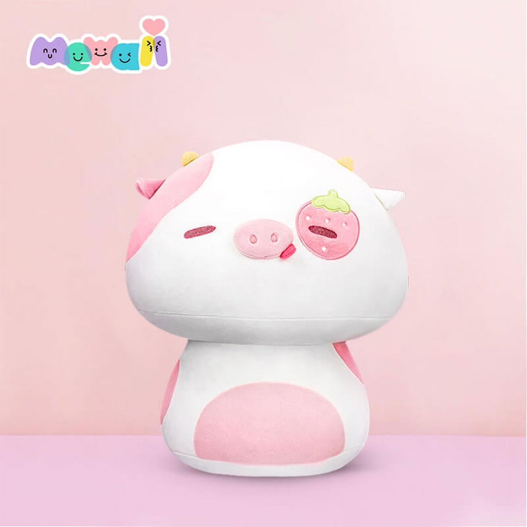 13.5" Mushroom Plushies Strawberry Cow Plush Pillow Z55023