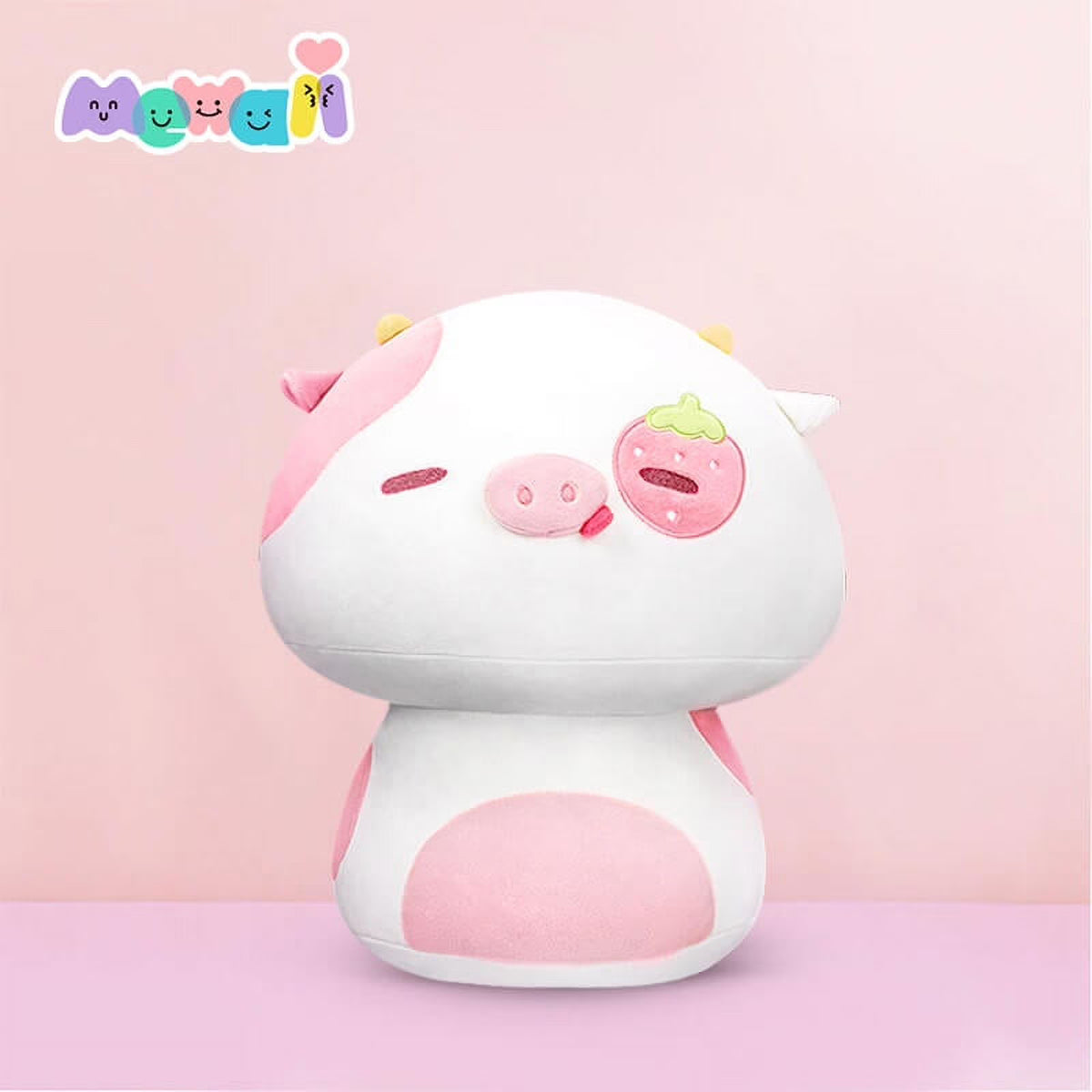 13.5" Mushroom Plushies Strawberry Cow Plush Pillow Z55023