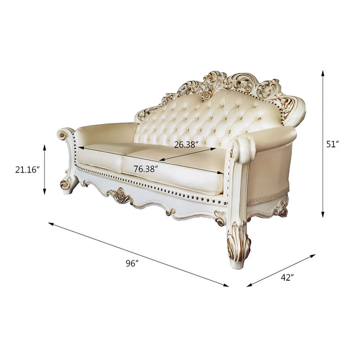 Champagne PU Sofa with 5 Pillows S721