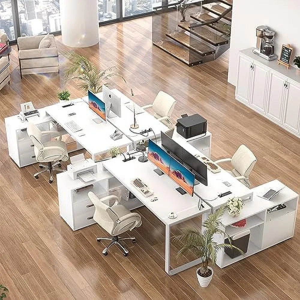 L Shaped Desk with File Cabinet 55 Inch Espresso B317