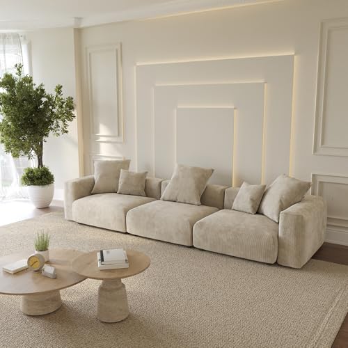 Oversized Corduroy 3 Seater Sectional Sofa B356179