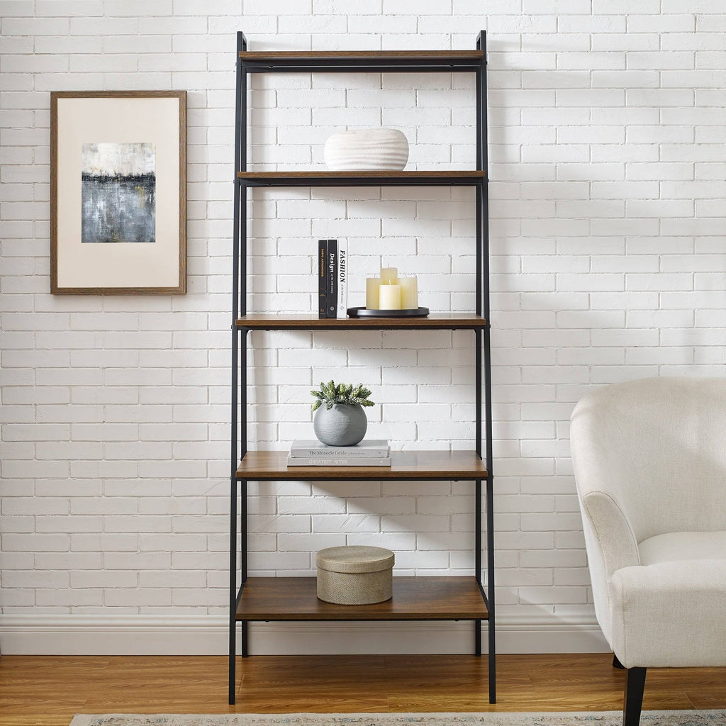 Dark Walnut Open Ladder Bookshelf S614