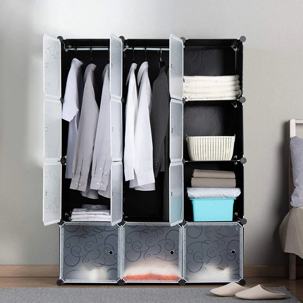 Black 12 Cube Modular Wardrobe Closet R46302
