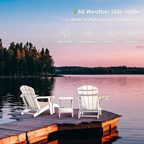 Dark Brown HDPE Plastic Outdoor Side Table with Storage Shelf B905693