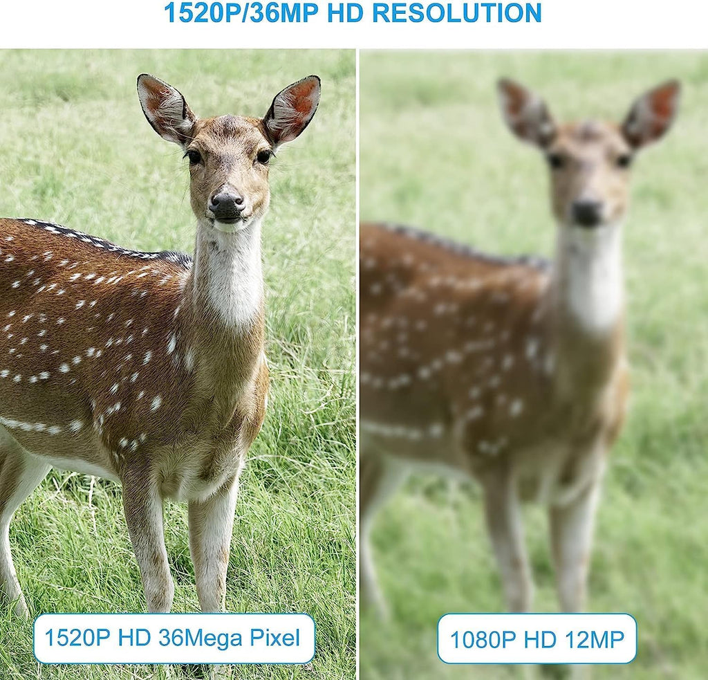 36MP 1520P Night Vision Motion Activated Hunting Camera IP67 Waterproof 120° 65FT 44pcs No Glow LEDs L10958