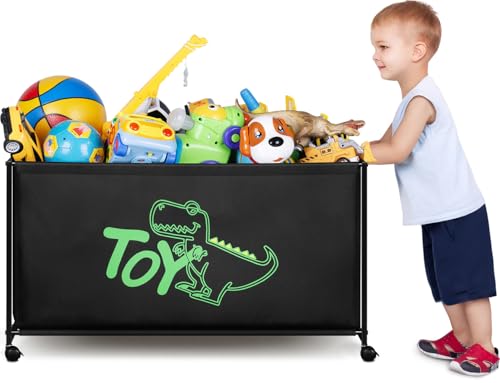 Black Large Toy Box with Wheels M8447
