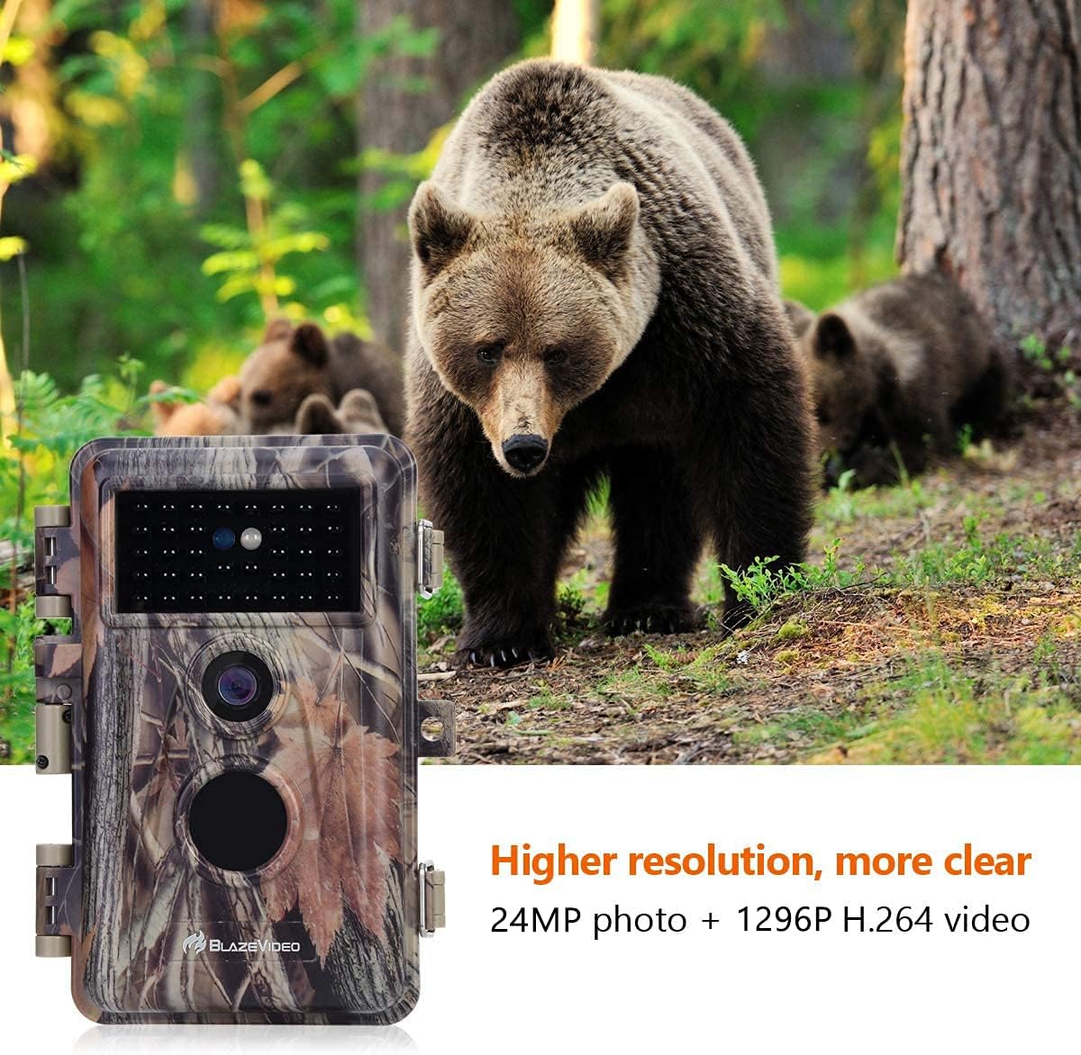 2-Pack 24MP Full HD 1296P Night Vision Motion Activated Waterproof Deer Cameras Q125500